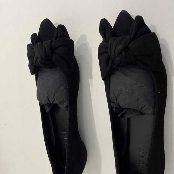 NWOT M.Gemi Pointed Toe Flats with Bow - Black Suede - Size 39 - Picture 7 of 11